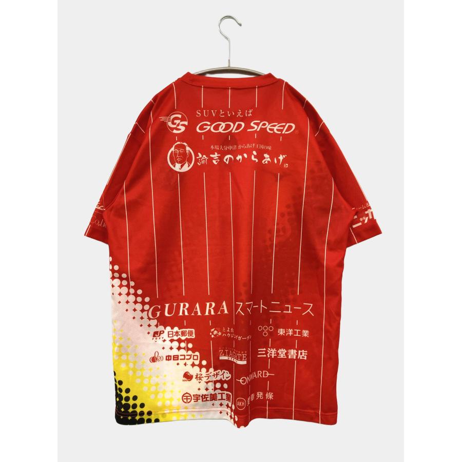 Tシャツ/カットソー F レッド ストライプ柄 前面プリント バックプリント ワンポイント ミドル丈 半袖 Uネック メンズ |  | 01