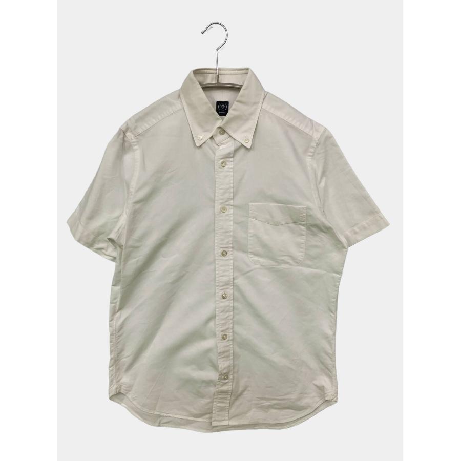BEAMS F ビジネスシャツ M ホワイト 無地 半袖 ボタンダウン レギュラーカラー メンズ | BEAMS F