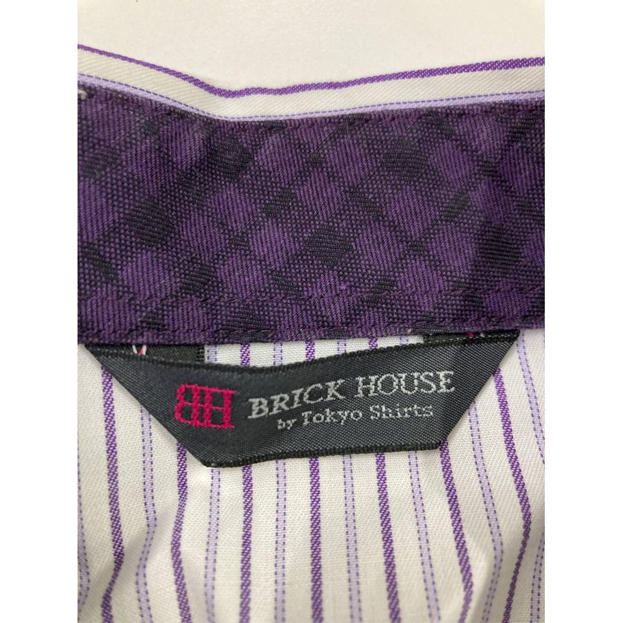 BRICK HOUSE ブリックハウス ビジネスシャツ ホワイト コットン ストライプ柄 長袖 オープンカラー レディース |  | 02