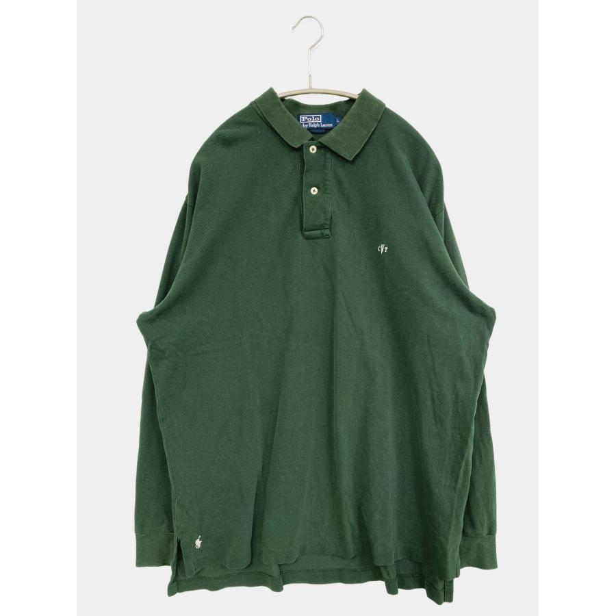Polo by Ralph Lauren ポロバイラルフローレン ポロシャツ L グリーン 無地 ワンポイント ブランドロゴ 刺繍 長袖 レディース | 