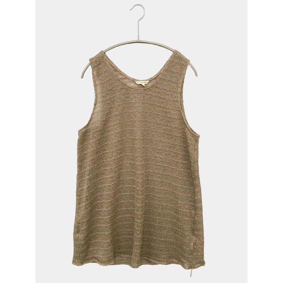 Basic Tone Clothes タンクトップ M ベージュ ボーダー柄 レディース | 