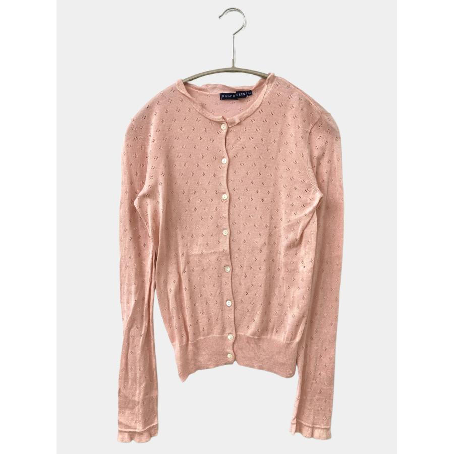 Ralph Lauren ラルフローレン カーディガン/ボレロ M ピンク コットン その他総柄 ミドル丈 長袖 レディース | 