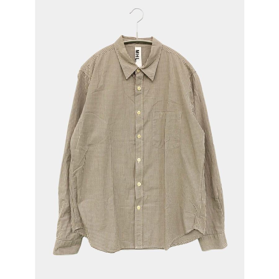 MHL. エムエイチエル シャツ/ブラウス M ブラウン コットン チェック柄 ミドル丈 長袖 レギュラーカラー メンズ | MHL.