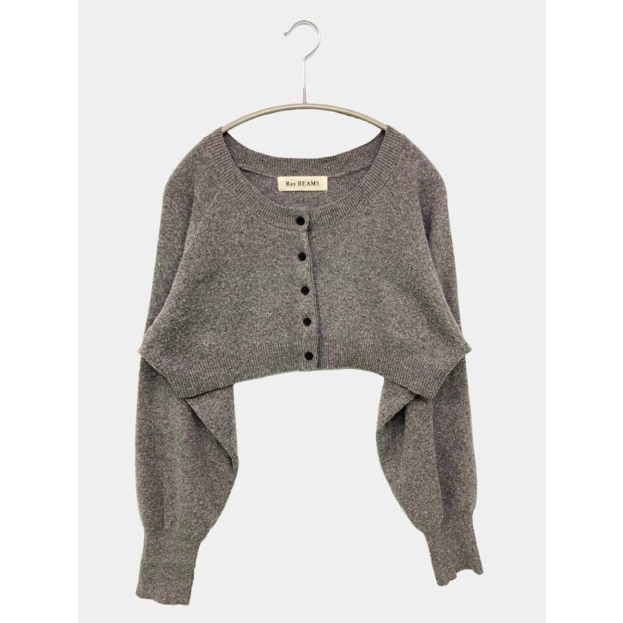 Ray BEAMS レイビームス カーディガン/ボレロ グレー ウール・ニット ナイロン コットン シルク 無地 ショート丈 長袖 レディース | Ray BEAMS