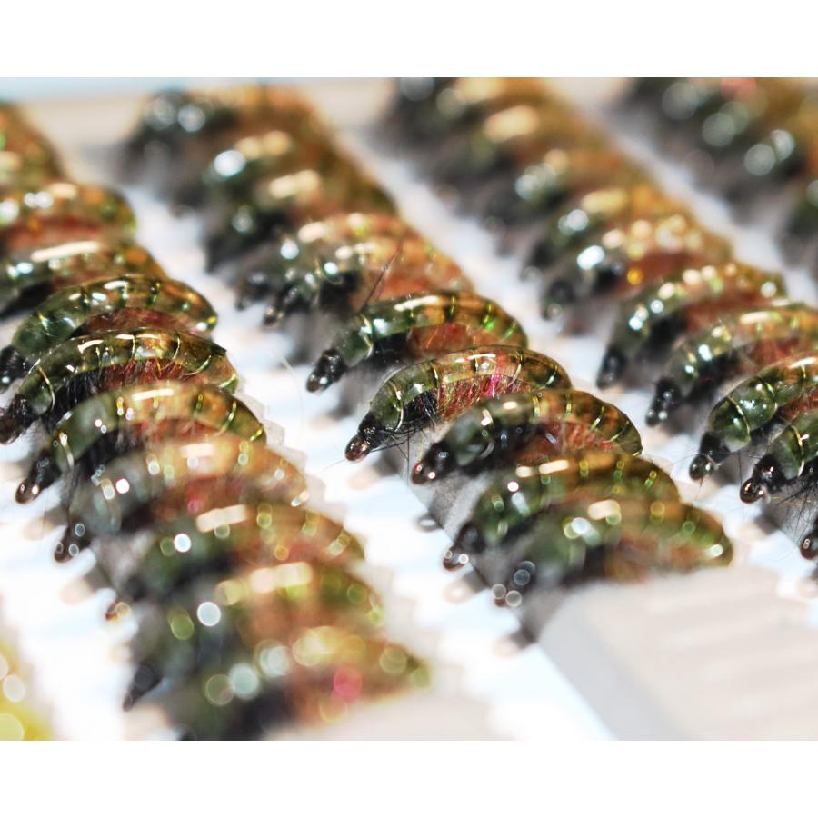 ニンフ　フライ　6個セット　#10　グリーン　毛虫風　スカッド　ルアー　エリアトラウト　爆釣　渓流　毛バリ　管釣り　ニンフフライ　カディスピューバ |  | 04