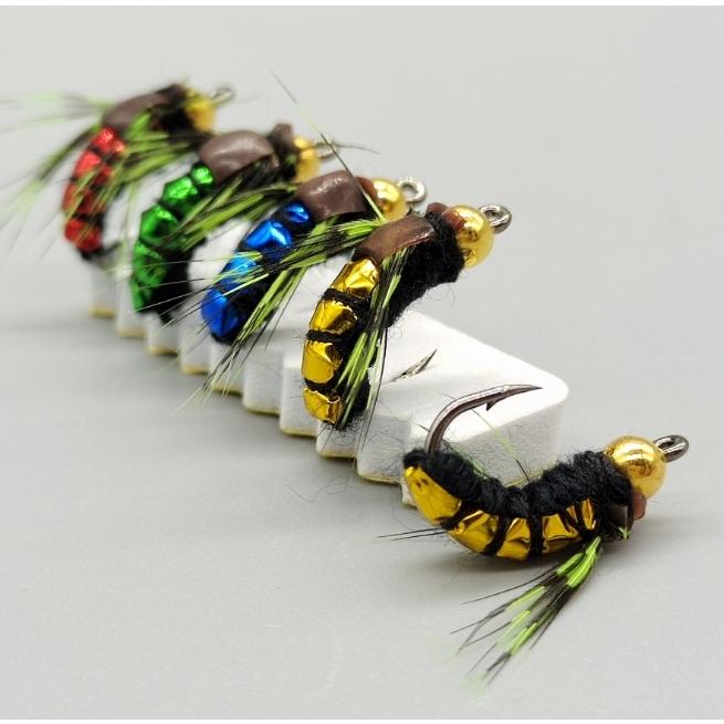 ニンフ フライ 4個 ニンフフライ　#12　幼虫　昆虫　スカッド　ルアー　エリアトラウト　爆釣　渓流　毛バリ　管釣り　赤　青　緑　黄色 |  | 02