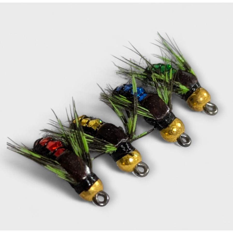 ニンフ フライ 4個 ニンフフライ　#12　幼虫　昆虫　スカッド　ルアー　エリアトラウト　爆釣　渓流　毛バリ　管釣り　赤　青　緑　黄色 |  | 03