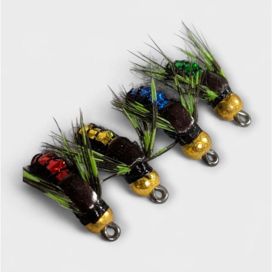 ニンフ フライ 4個 ニンフフライ　#12　幼虫　昆虫　スカッド　ルアー　エリアトラウト　爆釣　渓流　毛バリ　管釣り　赤　青　緑　黄色 |  | 04