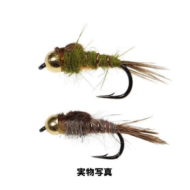 爆釣　ニンフ　フライ　４個セット　#14　ビーズヘッド　フェザントテイル　　オリーブ　グレー　渓流　トラウト　フライフィッシング |  | 02