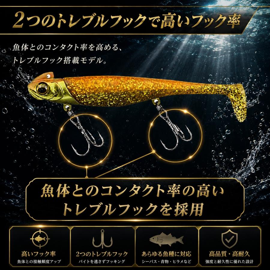 ジグヘッド ワーム 3個セット 40g 青物 海釣り 37g サーフ シーバス