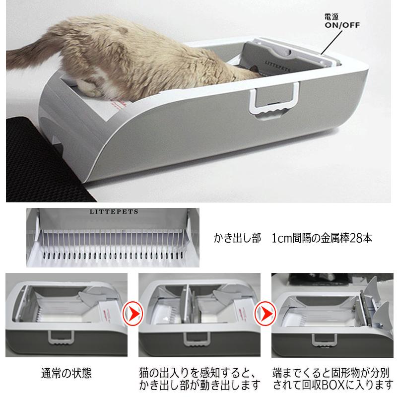 全自動猫トイレ　ペットトイレ　マット付き　大型　オープンタイプ　スマホ操作　多頭飼い　おしゃれ 