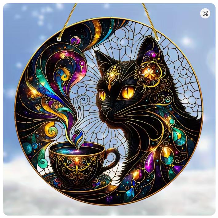 ゴージャスな黒猫のサンキャッチャー | 