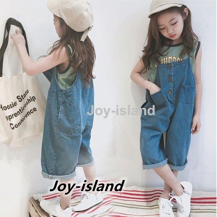 子供服 デニムパンツ おしゃれ お洒落 オーバーオール キッズ キッズ服 サロペットパンツ ダメージ ボトムス 九分ズボン 人気 可愛い 女の子 子供 春夏 割引 サロペットパンツ