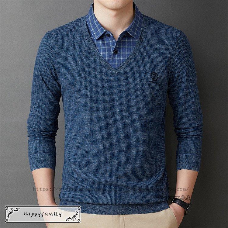 ポロシャツトップス メンズ Tシャツ フェイクレイヤード 重ね着風 ポロシャツ ニット セーター 長袖 30代 40代 50代 カジュアル インナー 暖かい 秋服 新作 21litmct0040 Happy Family 通販 Yahoo ショッピング