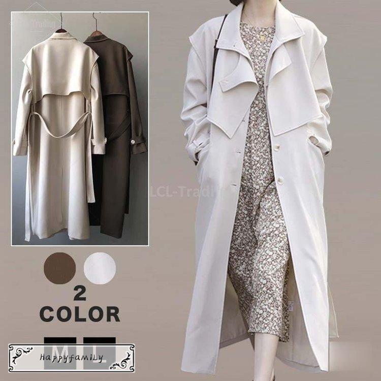 シニアファッション トレンチコート レディース スプリングコート ロングコート ロング丈 春 秋冬 新作 無地 上品 チェスター 通勤 高級感 大人 オシャレ かわいい ゆったり 母 美しい Nahla Ly