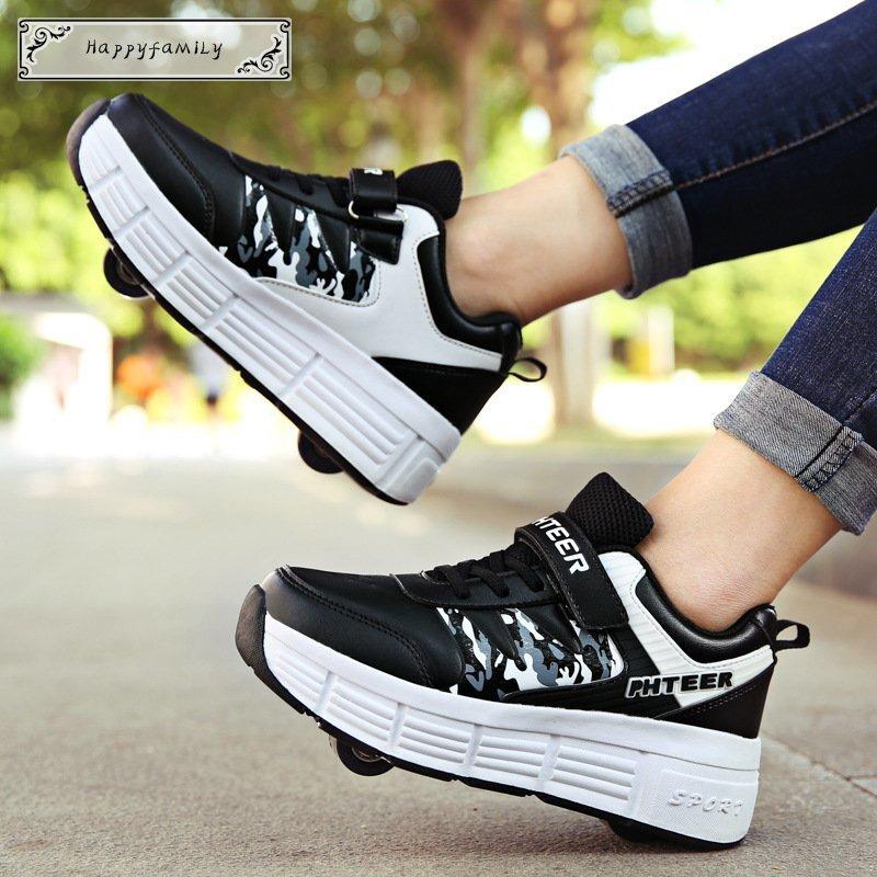 ローラーシューズ ローラースケート キッズ 大人 メンズ 靴 女の子 子供用運動靴 スポーツ 男女兼用 スニーカー ギフト 2輪 レッド ブラック ピンク 芸能人愛用