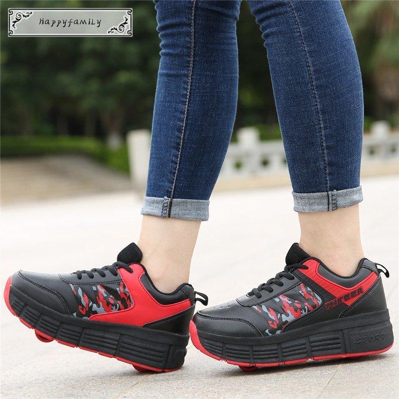 ローラーシューズ ローラースケート キッズ 大人 メンズ 靴 女の子 子供用運動靴 スポーツ 男女兼用 スニーカー ギフト 1輪 レッド ブラック ピンク 即納