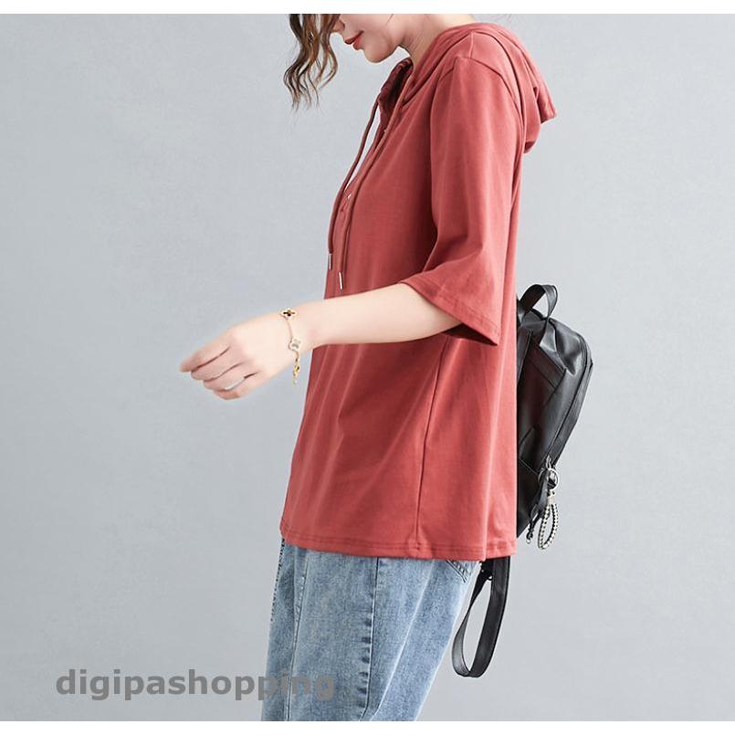 定番のお歳暮 パーカー レディース 夏 薄手 半袖パーカー 新作 サマーパーカー トップス 韓流 カジュアル 大きサイズ Aynaelda Com