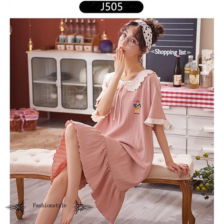 35 Off ルームウェア レディース ワンピース 半袖 綿 夏用 パジャマ 女性 部屋着 寝巻き ランジェリー 可愛いネグリジェ ネグリジェ 色 J509 Leauduvalenciennois Fr