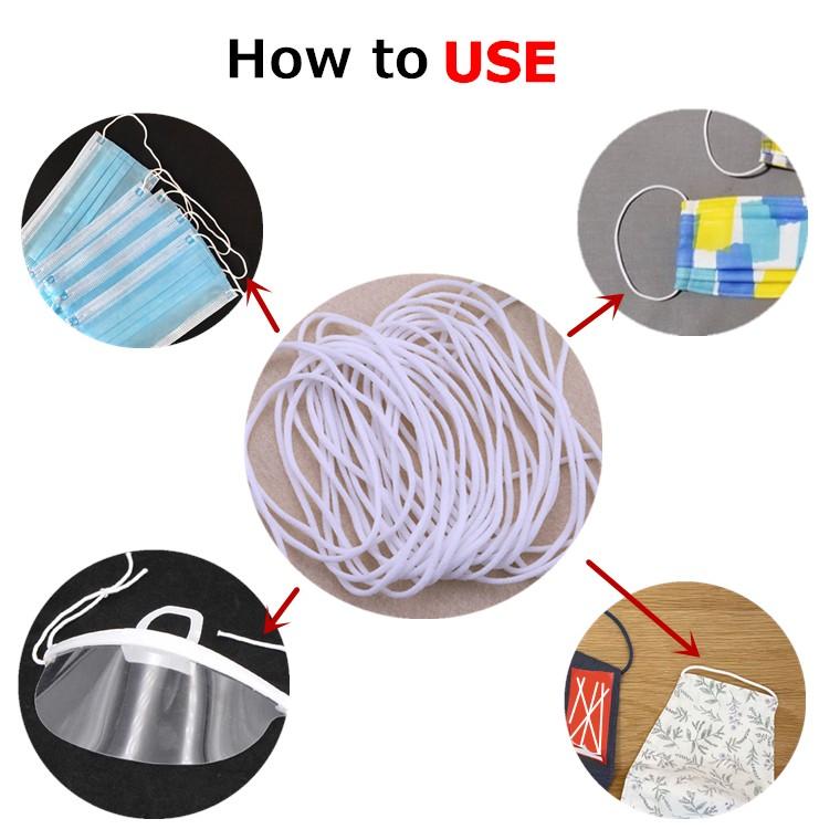 送料無料 マスク用 ゴム ひも 3ｍ 約3mm マスクひも ヒモ マスク ゴム 紐 痛くなりにくい 白 ホワイト ハンドメイド |  | 04