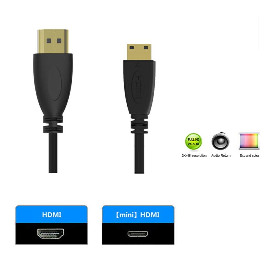 mini-hdmi hdmiケーブル 0.3m 0.5m 1m 1.5m 1.8m 2m 3m  ( タイプ A オス - ミニ タイプ C オス ) ミニHDMI ハイビジョン 3D映像 1.4規格 |  | 01