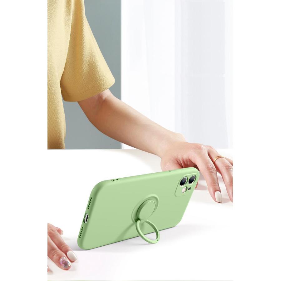 iphone12 mini ケース  リング付き スタンド スマホケース シリコン くすみカラー ストラップ 紐 付き |  | 01