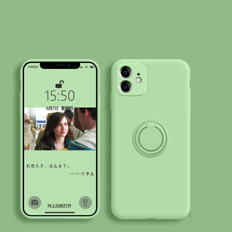 iphone12 mini ケース  リング付き スタンド スマホケース シリコン くすみカラー ストラップ 紐 付き |  | 03