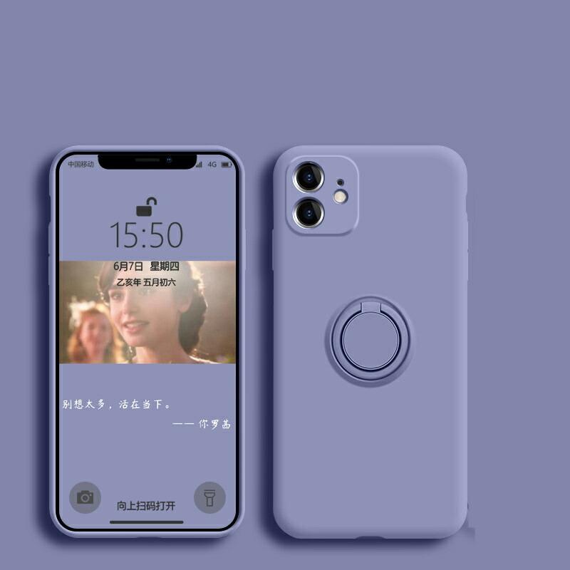 iphone12 mini ケース  リング付き スタンド スマホケース シリコン くすみカラー ストラップ 紐 付き |  | 04