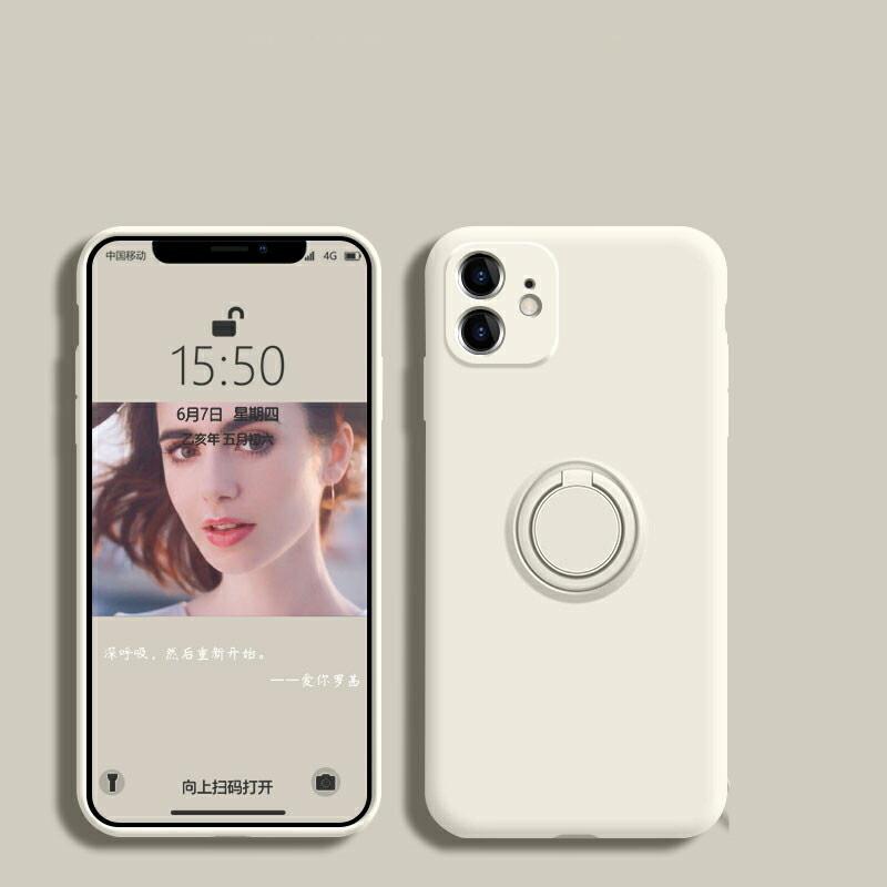 iphone12 mini ケース  リング付き スタンド スマホケース シリコン くすみカラー ストラップ 紐 付き |  | 05