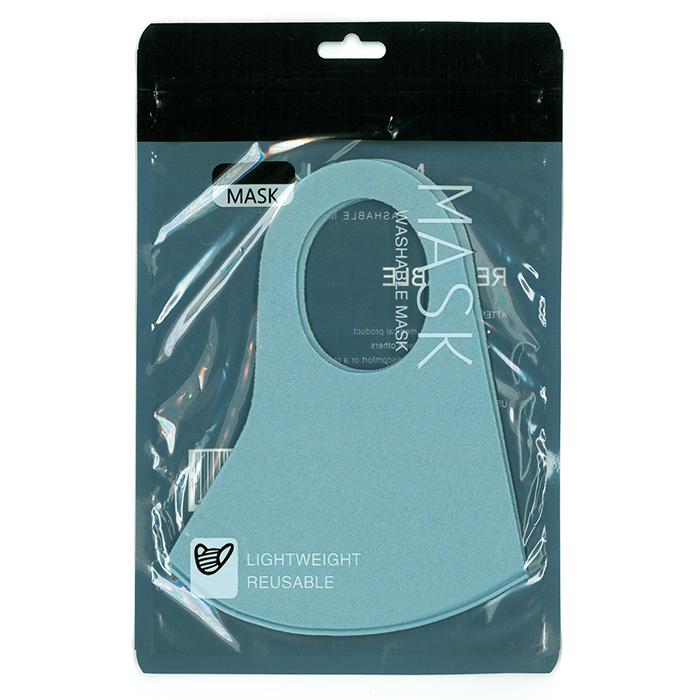 1枚 スモークブルー 洗える 布 ウレタン 3層 マスク 縦13cm 厚さ 1.7mm 立体 3D さらさら 肌ざわり 通気性良い かわいい おしゃれ |  | 01