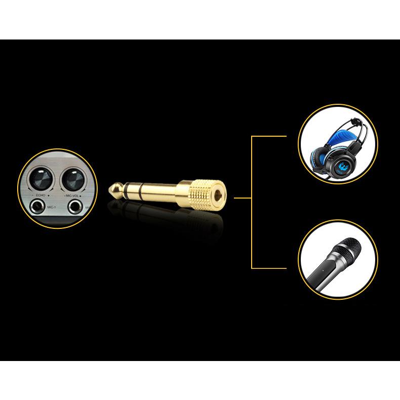 1点 3.5mm to 6.35mm ステレオミニプラグ→ステレオ標準プラグ 交換アダプタ オス-メス 金メッキ 変換 プラグ |  | 01