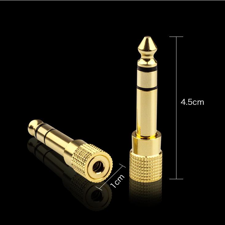1点 3.5mm to 6.35mm ステレオミニプラグ→ステレオ標準プラグ 交換アダプタ オス-メス 金メッキ 変換 プラグ |  | 02