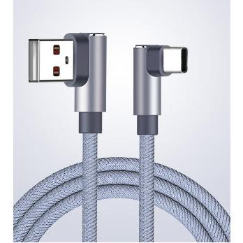 両面 挿せる usb type-c ケーブル l型 シルバー 2m 3m | 