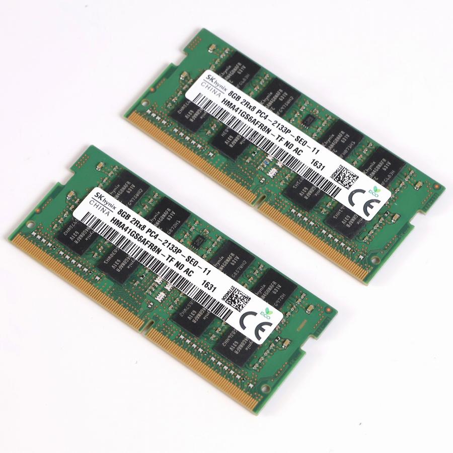 中古 PC用メモリx2 8GB DDR4-2133 SK hynix HMA41GS6AFR8N-TF