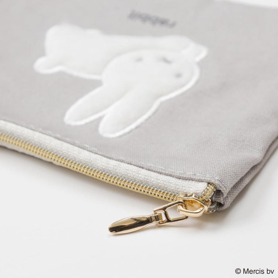 ラミネートミニポーチ　フラット　12cmファスナー　森のうさぎ　ホワイト ラミネートミニポーチ フラット 12cmファスナー 森のうさぎ ホワイト