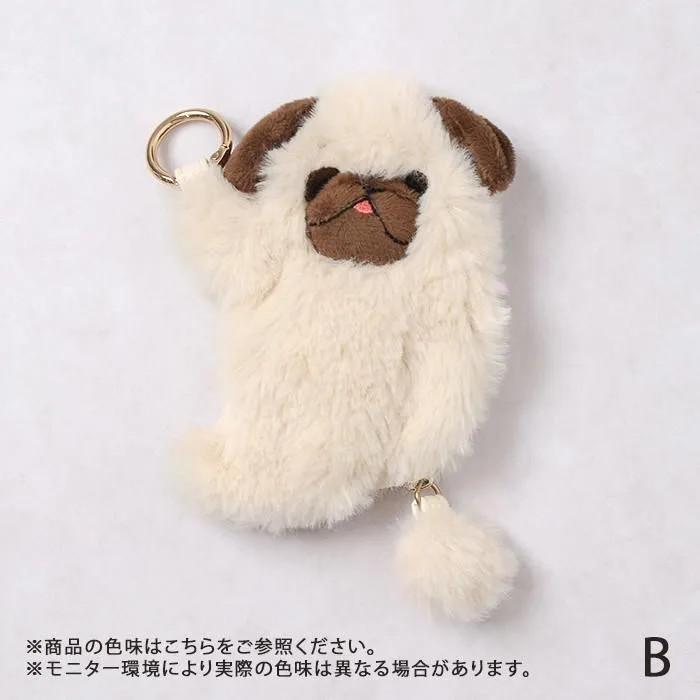 フラワーリング もふもふアニマルマスコット イヤホンポーチ カラビナ