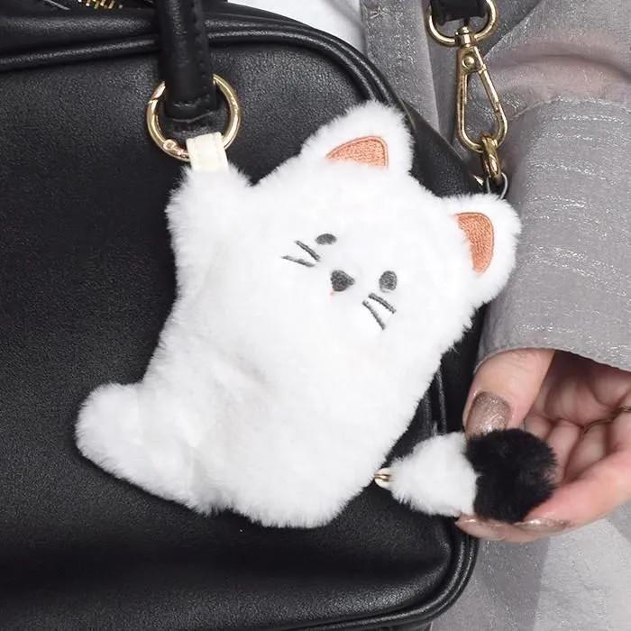 フラワーリング もふもふアニマルマスコット イヤホンポーチ カラビナ