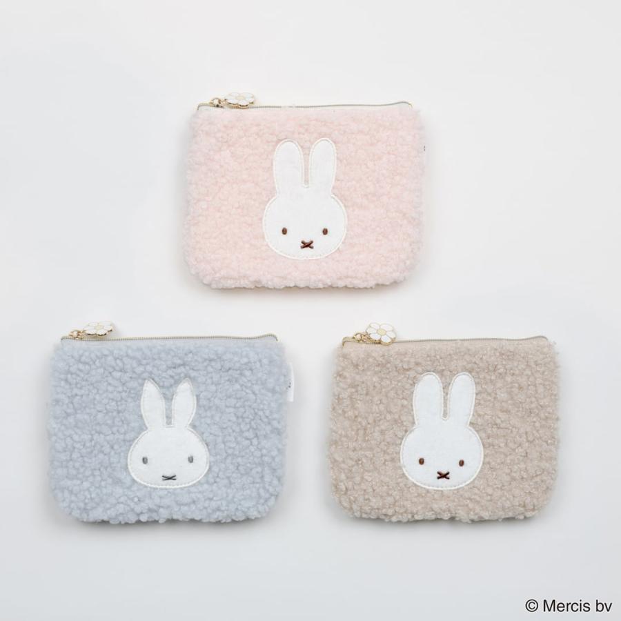 MIFFY BOA ミニフラットポーチ ミッフィー ポーチ ミッフィー グッズ 大人 プレゼント ポーチ もこもこ ミニポーチ キャラクター ミニポーチ かわいい ふわふわ