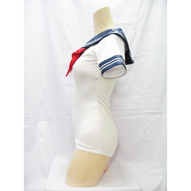 スーパーウェット素材セーラーカラースクール水着＆ライン入りスカートセット 