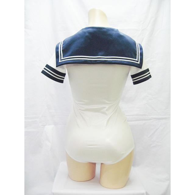 スーパーウェット素材セーラーカラースクール水着＆ライン入りスカートセット 