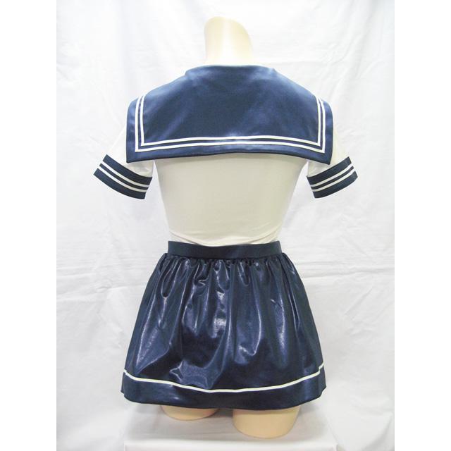 スーパーウェット素材セーラーカラースクール水着＆ライン入りスカートセット 