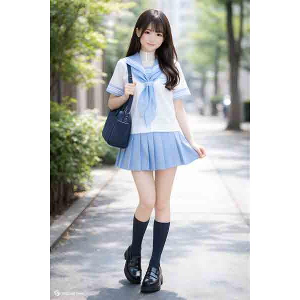 夏水色セーラー服 スクール 学校制服 通学 高校生 学生 中学生 学生服