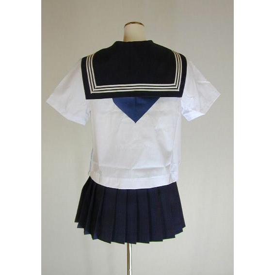 夏紺セーラー服 上下セット (半袖 学校制服 カフスなし 学販 スクール