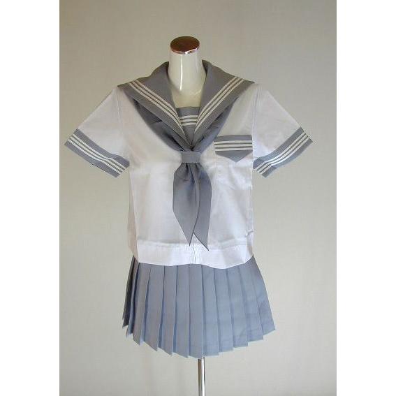 夏グレーセーラー服 上下セット (半袖 学校制服 学販 スクール 夏グレーセーラー服 上下セット (半袖 学校制服 学販 スクール
