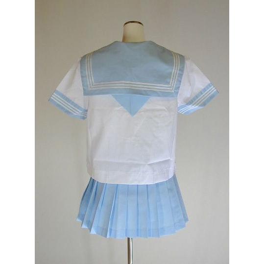 夏水色セーラー服 上下セット (半袖 学校制服 学販 スクール