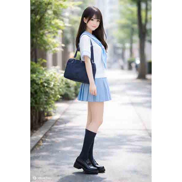 夏水色セーラー服 上下セット (半袖 学校制服 学販 スクール