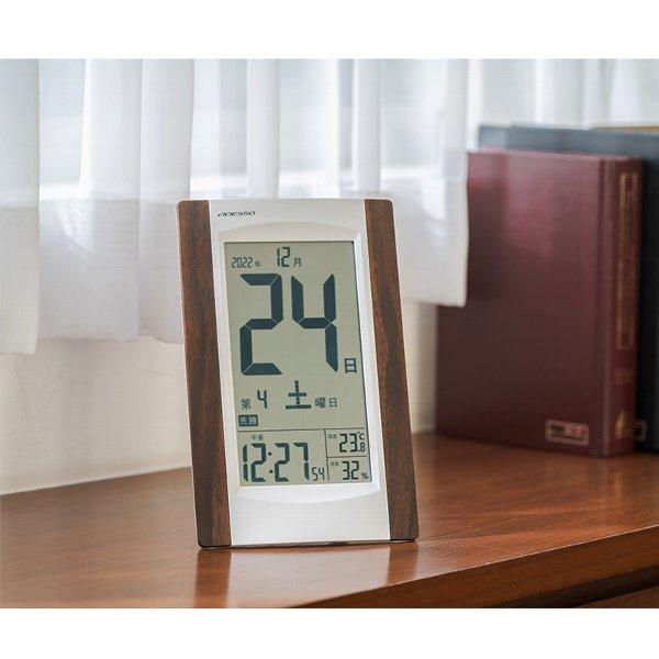 アデッソ デジタル日めくり電波時計 木目調 ADESSO KW9256 置き掛け