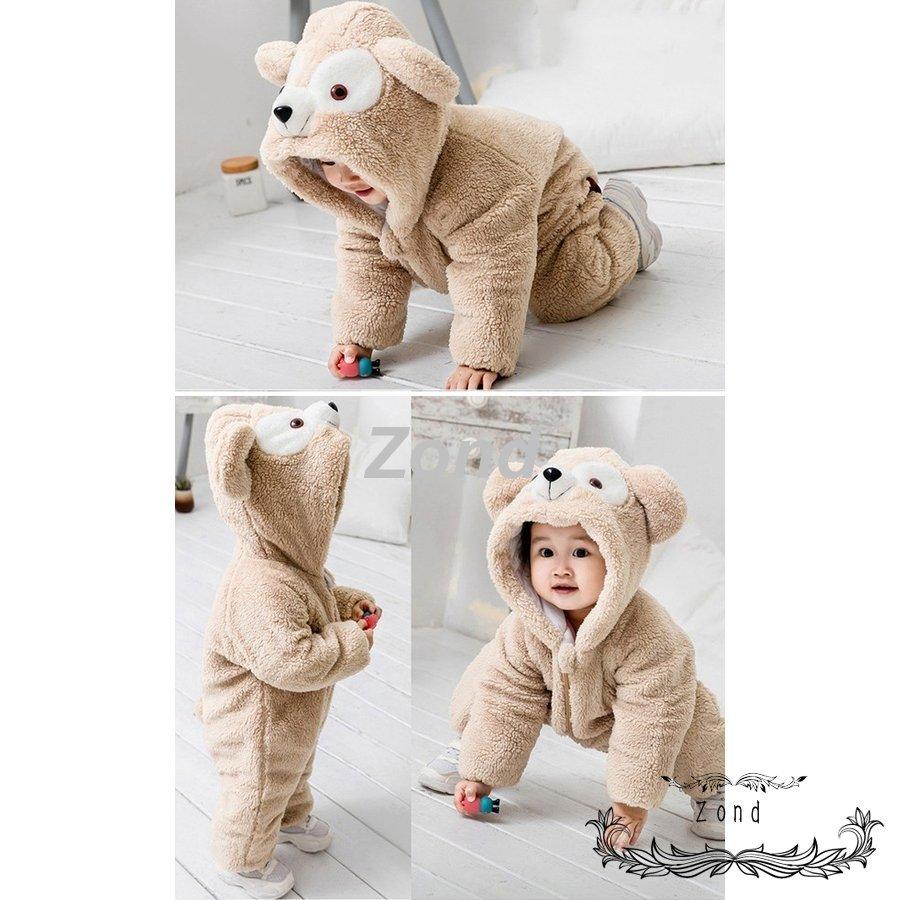 いラインアップ ダッフィー 着ぐるみ 赤ちゃん ベビー服 ロンパース オールインワン カバーオール熊 出産祝い 防寒着 フード キッズ 新生児服 子供用 お出掛け 厚手 Wantannas Go Id
