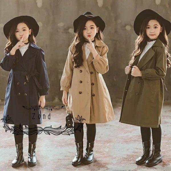 トレンチコート 子供 キッズ フォーマル 子供服 チェスターコート 女の子 コート 親子服 ミディアム ルマンスリーブ スリット入り お値打ち価格で