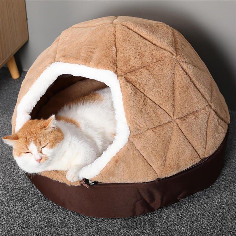 キャットハウス 2way 猫ハウス 折り畳み式 ドーム型 コンパクト 隠れ家 洗える 猫用 室内用 丁度いい厚さ 暖かい 寒さ対策 屋外用サークル